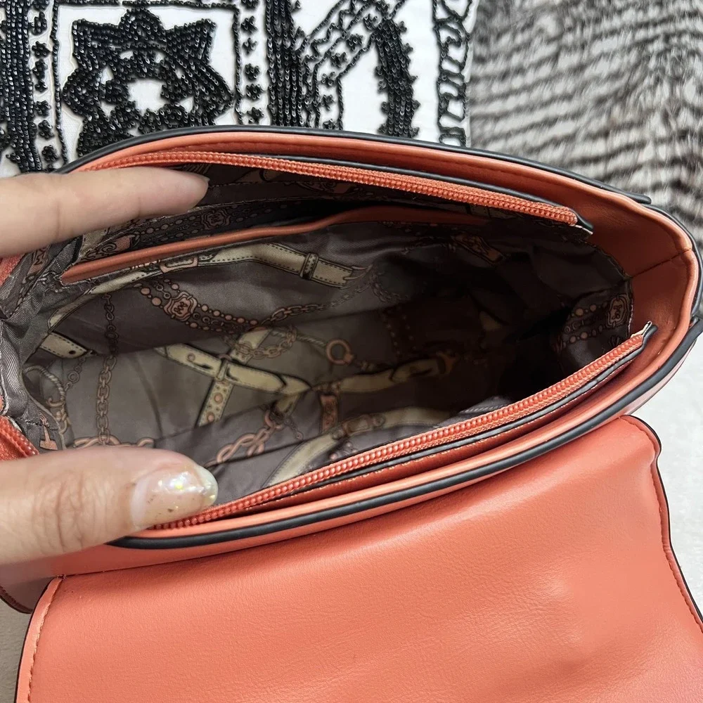 Acrylic Handle Coral Satchel Bag Structured Top‎ Handle Crossbody Purse Chic